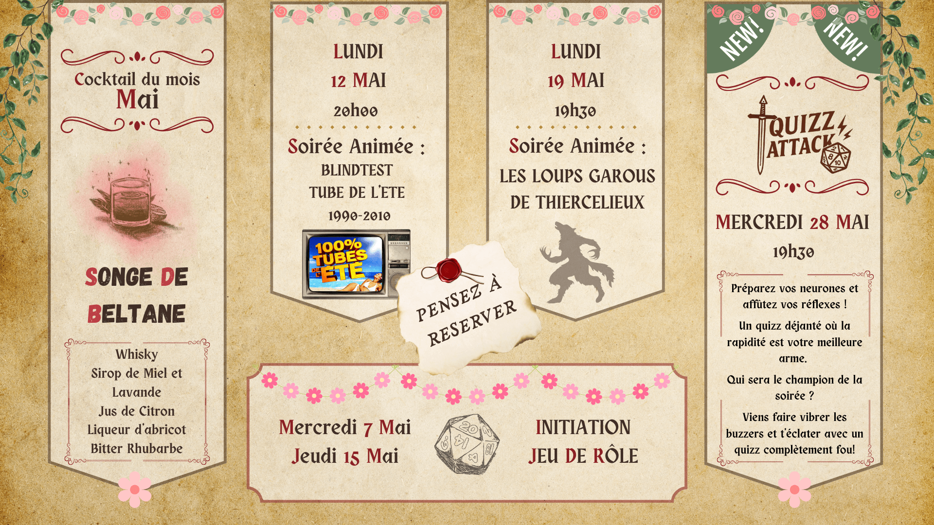 Programmation Mai - La Taverne s'Anime !