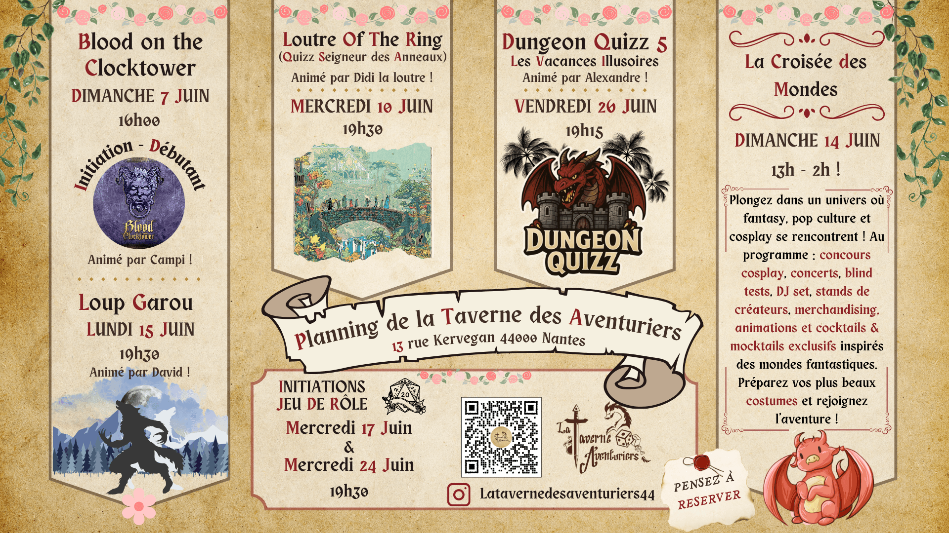 Programmation Juin 2026 - La Taverne s'Anime !